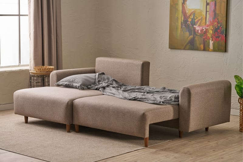 Alfie 4-personers Sovesofa med Chaiselong - Brun - Møbler - Sofaer - Sovesofaer