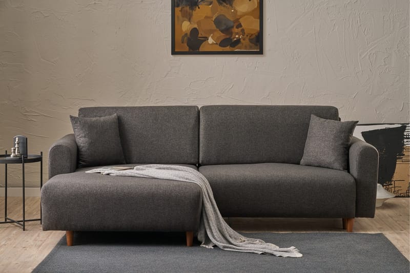 Alfie 4-personers Sovesofa med Chaiselong - Antracit - Møbler - Sofaer - Sovesofaer