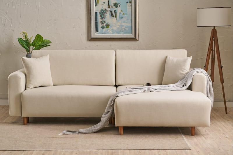 Alfie 4-personers Sovesofa med Chaiselong - Creme - Møbler - Sofaer - Sovesofaer