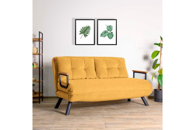 Alfredton Sovesofa 2-personers 175x133 cm - Sennepsgul - Møbler - Sofaer - Sovesofaer