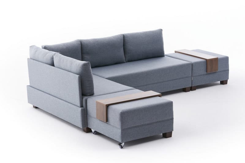 Algeria Sovesofa m. Chaiselong 4-Pers. 140x190 - Blå - Møbler - Sofaer - Sovesofaer