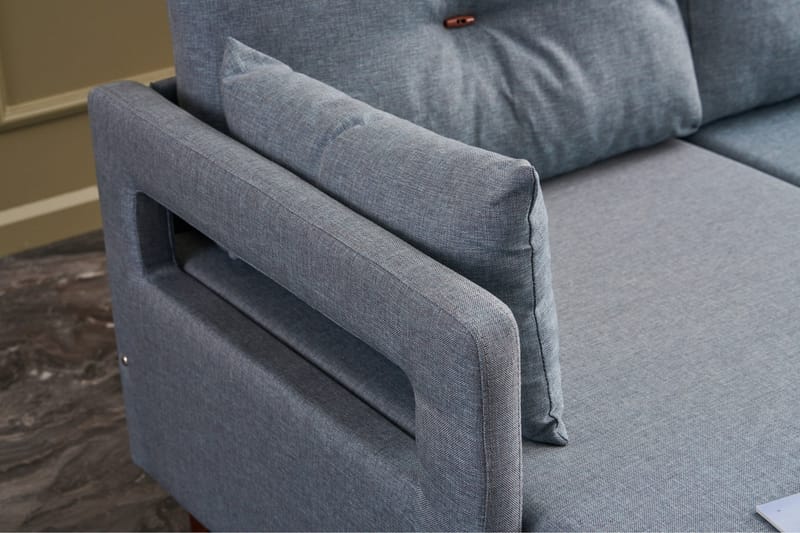 Angola Sovesofa m. Chaiselong 4-Pers. 140x193 - Blå - Møbler - Sofaer - Sovesofaer