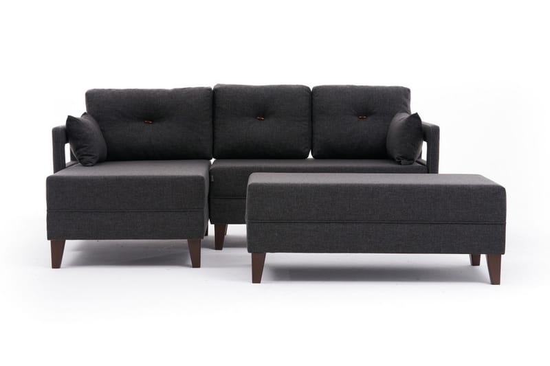 Angola Sovesofa m. Chaiselong 4-Pers. 140x193 - Antracit - Møbler - Sofaer - Sovesofaer