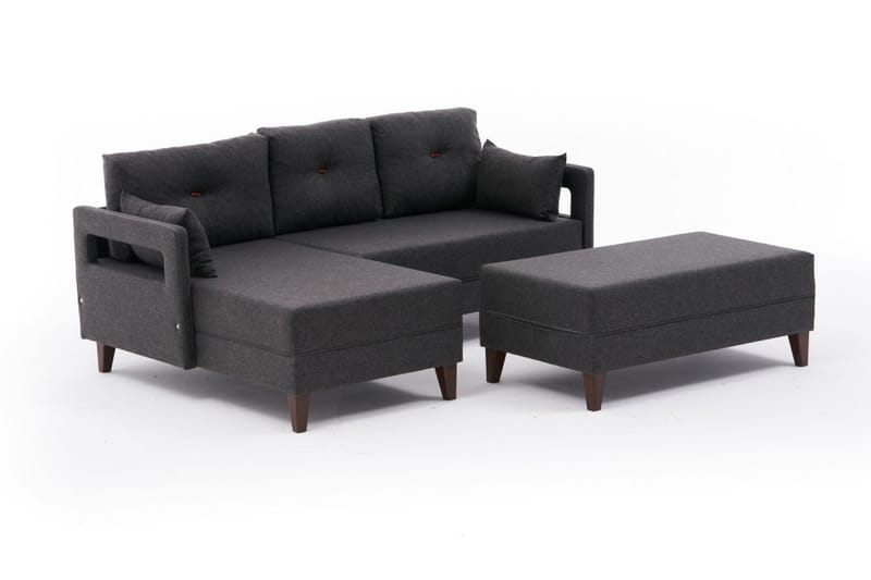 Angola Sovesofa m. Chaiselong 4-Pers. 140x193 - Antracit - Møbler - Sofaer - Sovesofaer