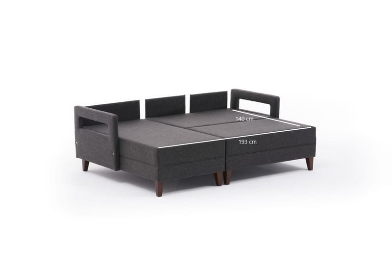 Angola Sovesofa m. Chaiselong 4-Pers. 140x193 - Antracit - Møbler - Sofaer - Sovesofaer