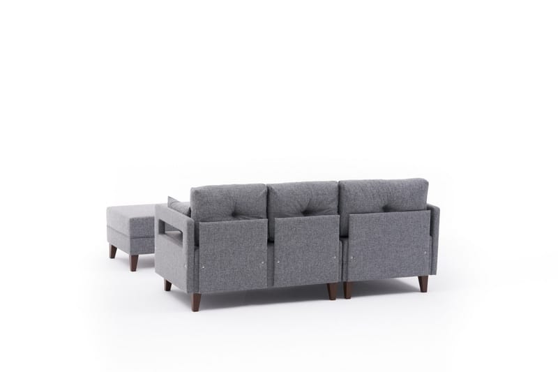 Angola Sovesofa m. Chaiselong 4-Pers. 140x193 - Grå - Møbler - Sofaer - Sovesofaer