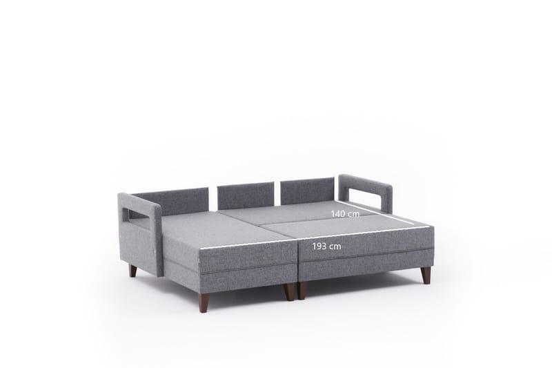 Angola Sovesofa m. Chaiselong 4-Pers. 140x193 - Grå - Møbler - Sofaer - Sovesofaer