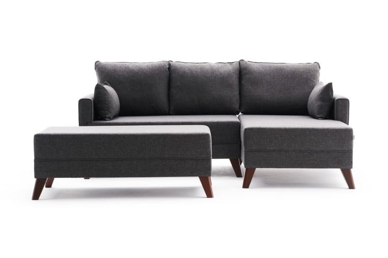 Antigua Mini Sovesofa med Chaiselong Højre - Antracit/Brun - Møbler - Sofaer - Sovesofaer