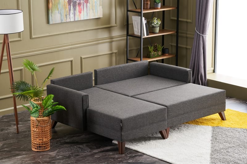 Antigua Mini Sovesofa med Chaiselong Venstre - Antracit/Brun - Møbler - Sofaer - Sovesofaer