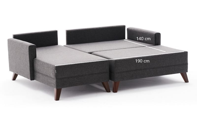 Antigua Mini Sovesofa med Chaiselong Venstre - Antracit/Brun - Møbler - Sofaer - Sovesofaer