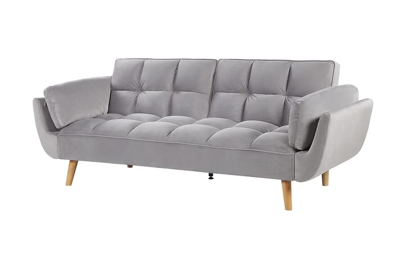 Asaby 3-Pers. Sovesofa - Velour/Grå - Sovesofaer - 3 personers sovesofa