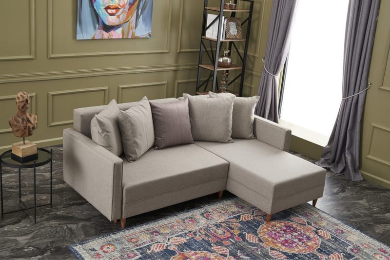 Aydama Sovesofa m. Chaiselong 4-Pers. 192x135 - Cream - Møbler - Sofaer - Sovesofaer