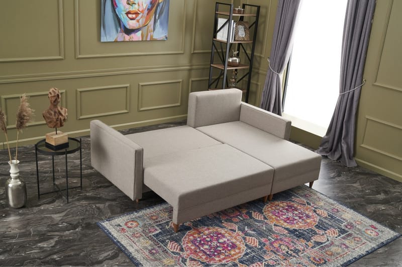 Aydama Sovesofa m. Chaiselong 4-Pers. 192x135 - Cream - Møbler - Sofaer - Sovesofaer