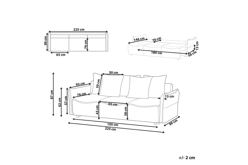 Balendin Sovesofa 3-personers - Beige/Sort - Møbler - Sofaer - Sovesofaer