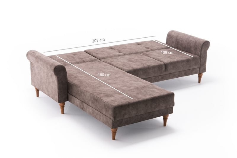 Benin Sovesofa m. Chaiselong 4-Pers. 205x180 - Brun - Møbler - Sofaer - Sovesofaer