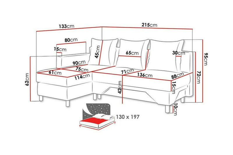 Castlebay 3-personers Hjørnesovesofa - Brun/Beige - Møbler - Sofaer - Sovesofaer