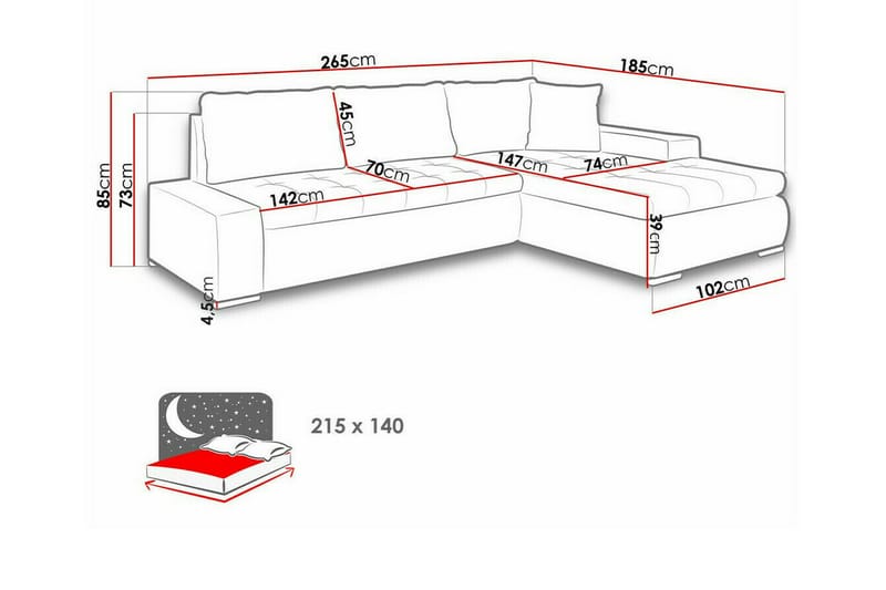 Cerys 3-personers Hjørnesovesofa - Beige - Møbler - Sofaer - Sovesofaer