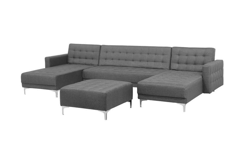 Chaiselongsofa med sovefunktion + Grå Fodskammel Aberdeen - Grå - Møbler - Sofaer - Sovesofaer