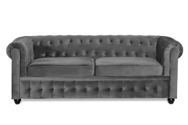 Chesterfield Deluxe sovesofa - Mørkegrå Fløjl - Møbler - Sofaer - Sovesofaer