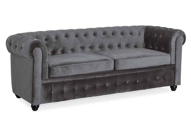 Chesterfield Deluxe sovesofa - Mørkegrå Fløjl - Møbler - Sofaer - Sovesofaer