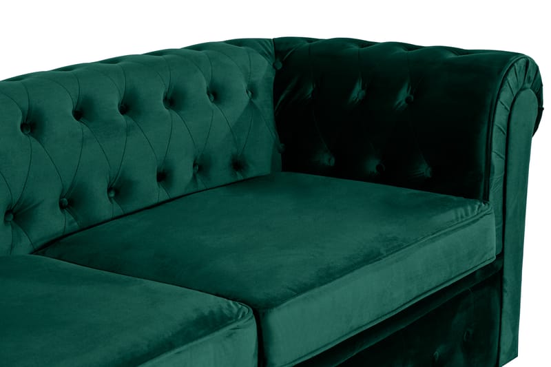 Chesterfield Luksus Fremadvendt 3-personers Sovesofa i Fløjl 215 cm bred - Mørkegrøn - Møbler - Sofaer - Sovesofaer