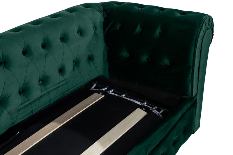 Chesterfield Luksus Fremadvendt 3-personers Sovesofa i Fløjl 215 cm bred - Mørkegrøn - Møbler - Sofaer - Sovesofaer