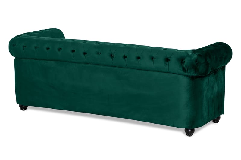 Chesterfield Luksus Fremadvendt 3-personers Sovesofa i Fløjl 215 cm bred - Mørkegrøn - Møbler - Sofaer - Sovesofaer