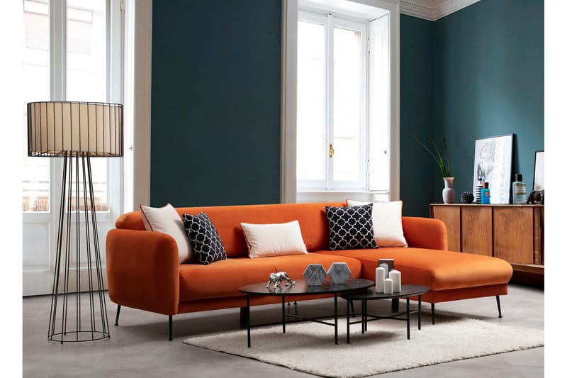 Crivaro Sovesofa med Chaiselong Højre - Orange - Møbler - Sofaer - Sovesofaer