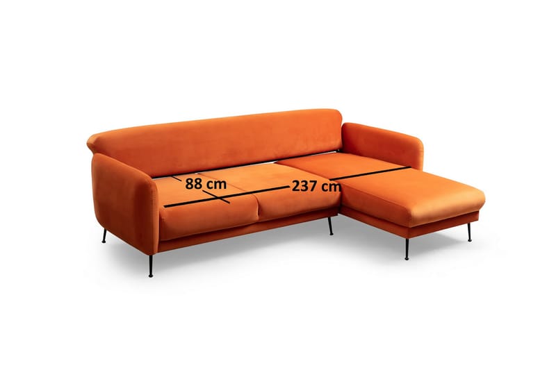 Crivaro Sovesofa med Chaiselong Højre - Orange - Møbler - Sofaer - Sovesofaer