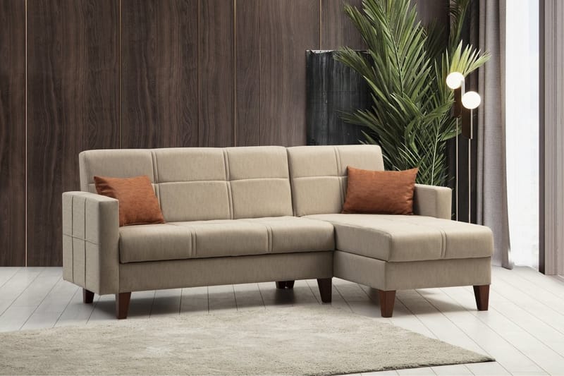 Darcia Sovesofa med Chaiselong 3-personers - Beige - Møbler - Sofaer - Sovesofaer