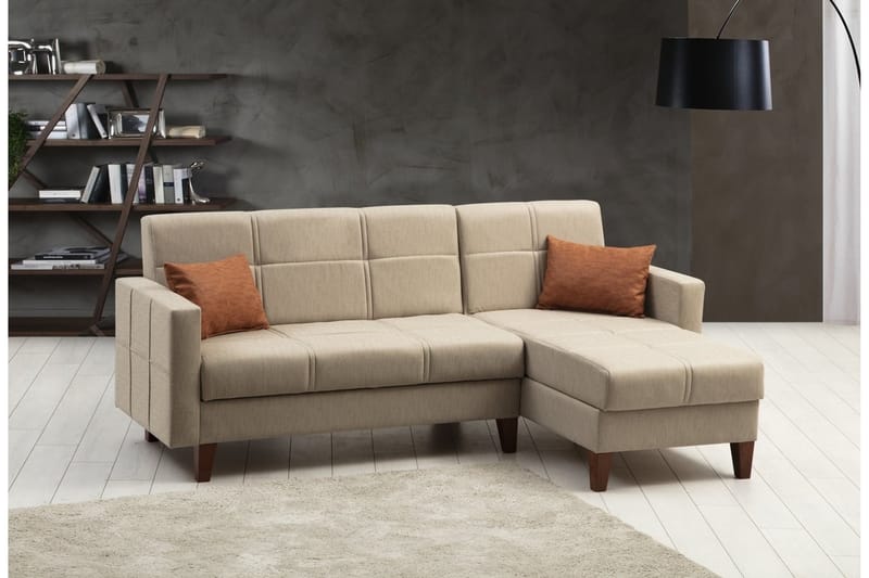 Darcia Sovesofa med Chaiselong 3-personers - Beige - Møbler - Sofaer - Sovesofaer