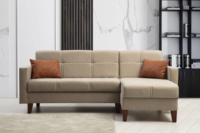 Darcia Sovesofa med Chaiselong 3-personers - Beige - Møbler - Sofaer - Sovesofaer