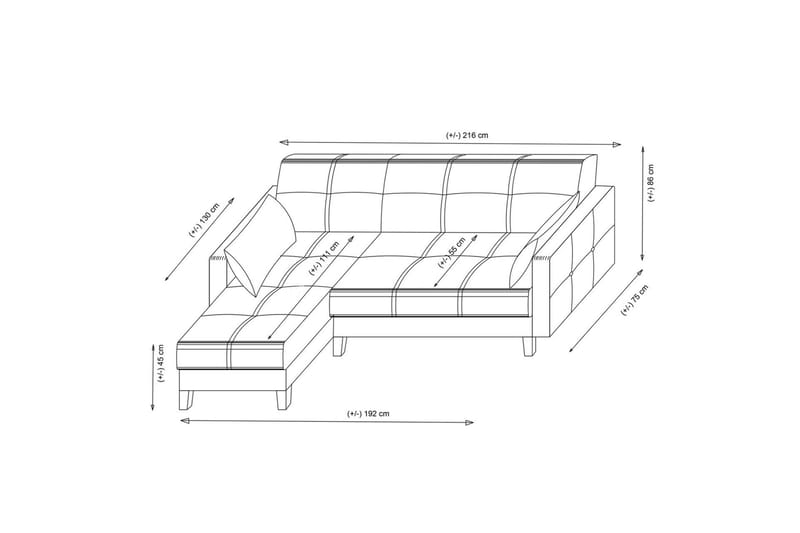 Darcia Sovesofa med Chaiselong 3-personers - Beige - Møbler - Sofaer - Sovesofaer