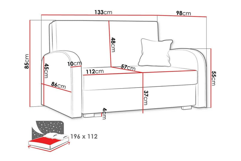 Denegal 2-personers Sovesofa - Lyserødt - Møbler - Sofaer - Sovesofaer