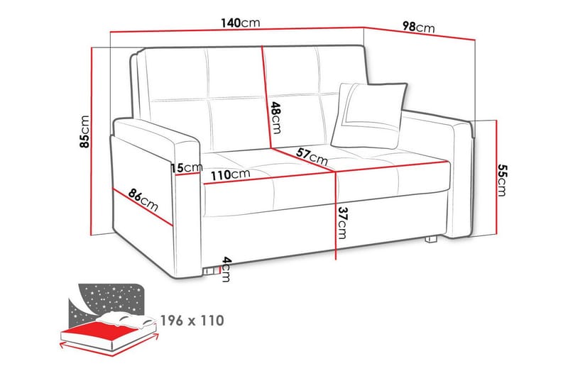 Denegal 2-personers Sovesofa - Lysegrå/Mørkegrå - Sovesofaer - 2 personers sovesofa