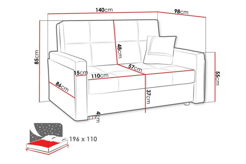 Denegal 2-personers Sovesofa - Mørkeblå - Møbler - Sofaer - Sovesofaer