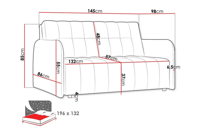 Denegal 2-personers Sovesofa - Mørkegrå - Møbler - Sofaer - Sovesofaer