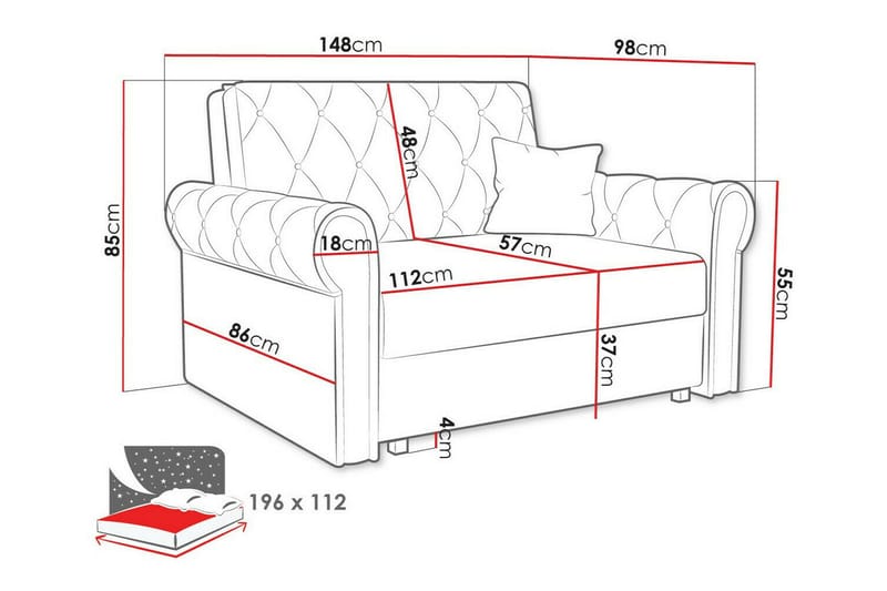 Denegal 2-personers Sovesofa - Grå - Møbler - Sofaer - Sovesofaer