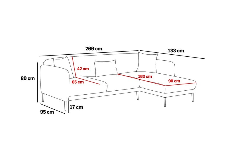 Devika Sovesofa med Chaiselong 4-personers - Beige - Møbler - Sofaer - Sovesofaer