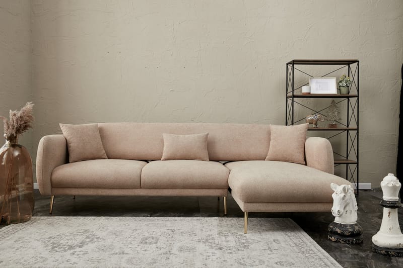 Devika Sovesofa med Chaiselong 4-personers - Beige - Møbler - Sofaer - Sovesofaer