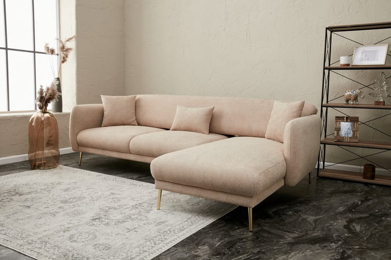 Devika Sovesofa med Chaiselong 4-personers - Beige - Møbler - Sofaer - Sovesofaer