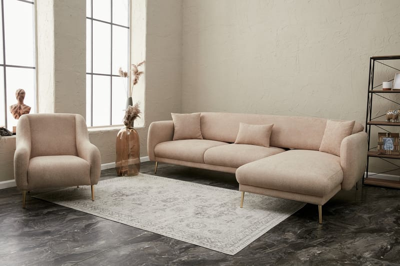 Devika Sovesofa med Chaiselong 4-personers - Beige - Møbler - Sofaer - Sovesofaer