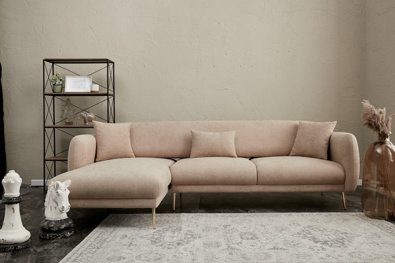 Devika Sovesofa med Chaiselong 4-personers - Beige - Møbler - Sofaer - Sovesofaer