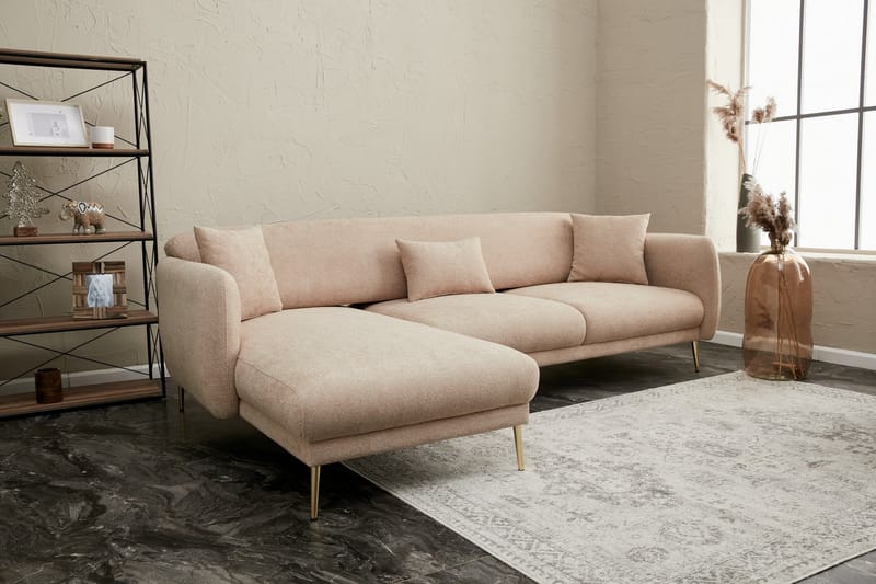 Devika Sovesofa med Chaiselong 4-personers - Beige - Møbler - Sofaer - Sovesofaer