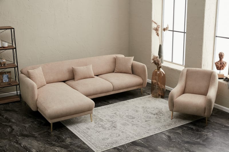 Devika Sovesofa med Chaiselong 4-personers - Beige - Møbler - Sofaer - Sovesofaer