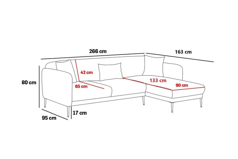 Devika Sovesofa med Chaiselong 4-personers - Lysebeige - Møbler - Sofaer - Sovesofaer