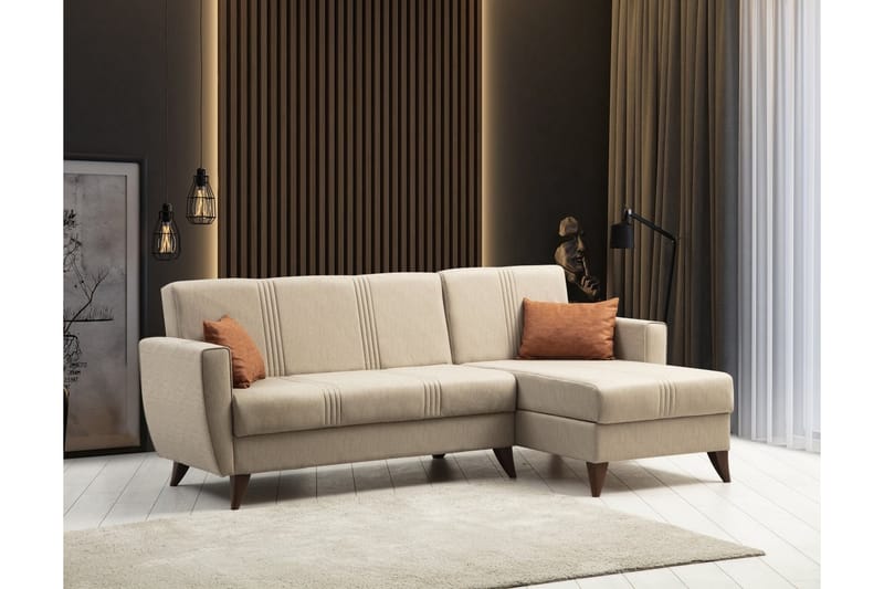 Dewan Sovesofa med Chaiselong 3-personers - Beige - Møbler - Sofaer - Sovesofaer