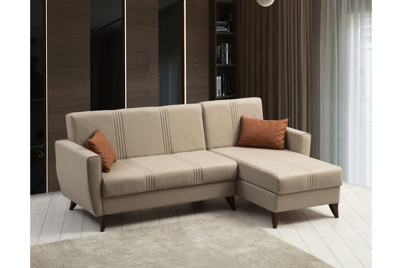 Dewan Sovesofa med Chaiselong 3-personers - Beige - Møbler - Sofaer - Sovesofaer