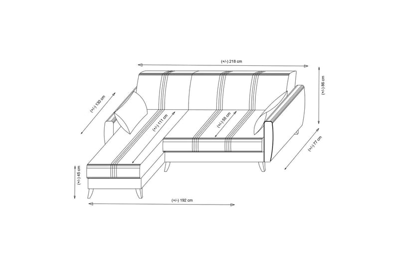 Dewan Sovesofa med Chaiselong 3-personers - Beige - Møbler - Sofaer - Sovesofaer