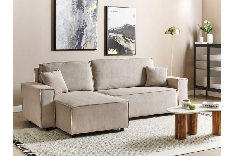 Dyshawn Hjørnesovesofa 2-personers - Beige/Sort - Møbler - Sofaer - Sovesofaer